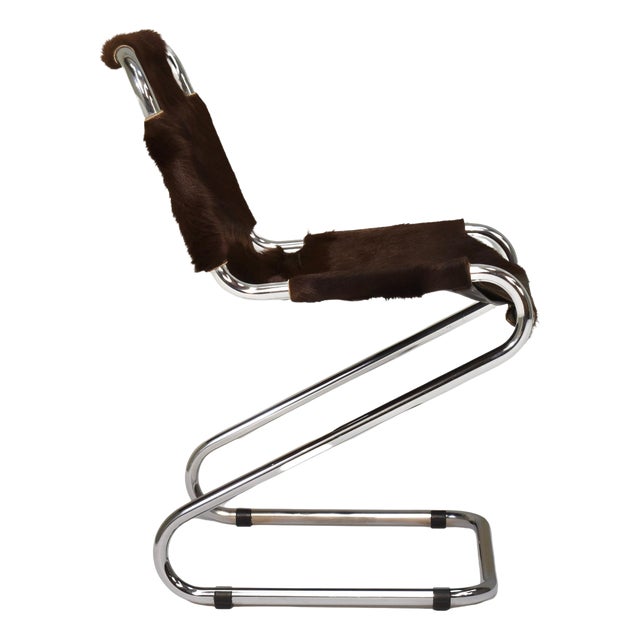 Vintage Italian Chair in Cowhide and Chrome, 1970s For Sale
