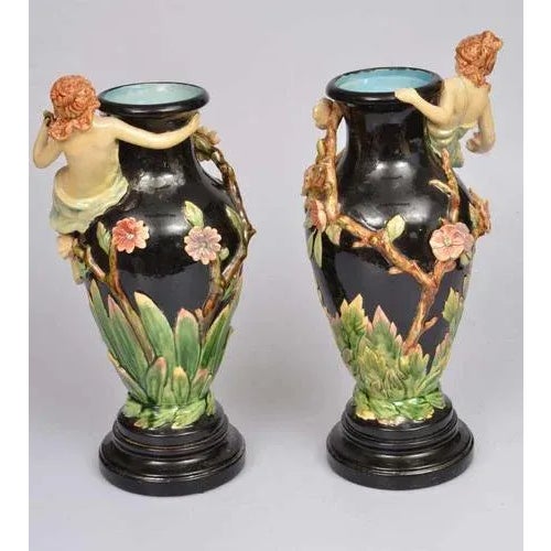 20th Century Faience Vases, Set of 2 For Sale - Image 4 of 7