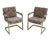 Brown 70's Milo Baughman for Thayer Coggin Newly Scalamandre Upholstered Cantilever Flat Bar Chairs - A Pair For Sale - Image 8 of 14