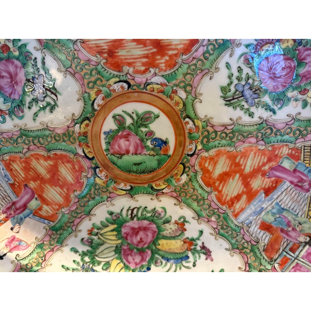 Asian Antique Large Antique Rose Medallion Platter C 1915 For Sale - Image 3 of 8