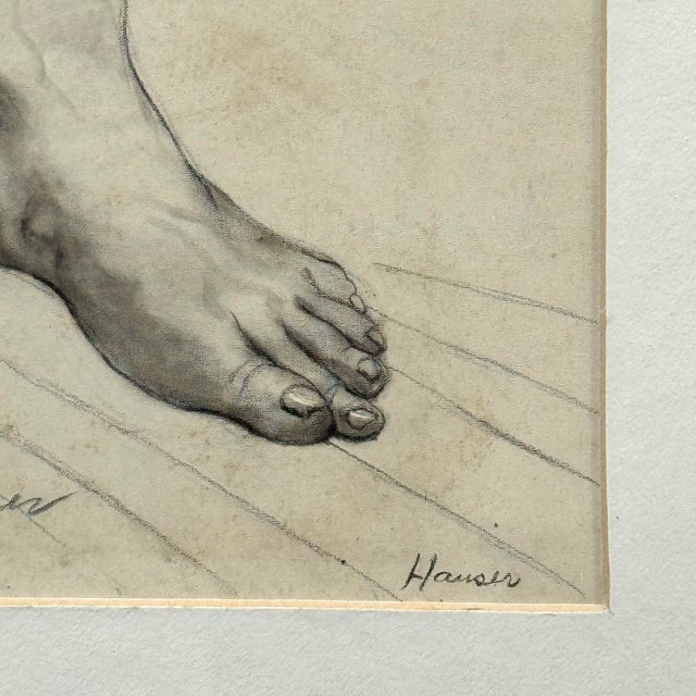 Realism Vintage Modernist Sketch of a Foot by Nora Hauser, Signed For Sale - Image 3 of 5