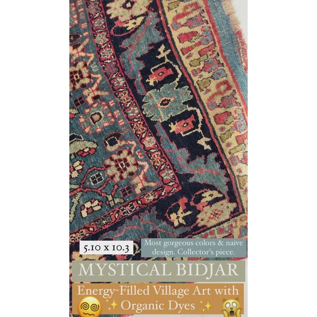 * All of our antique & vintage rugs are professionally cleaned prior to being listed.* Name: NAIVE HALVI BIJAR | Mystical...