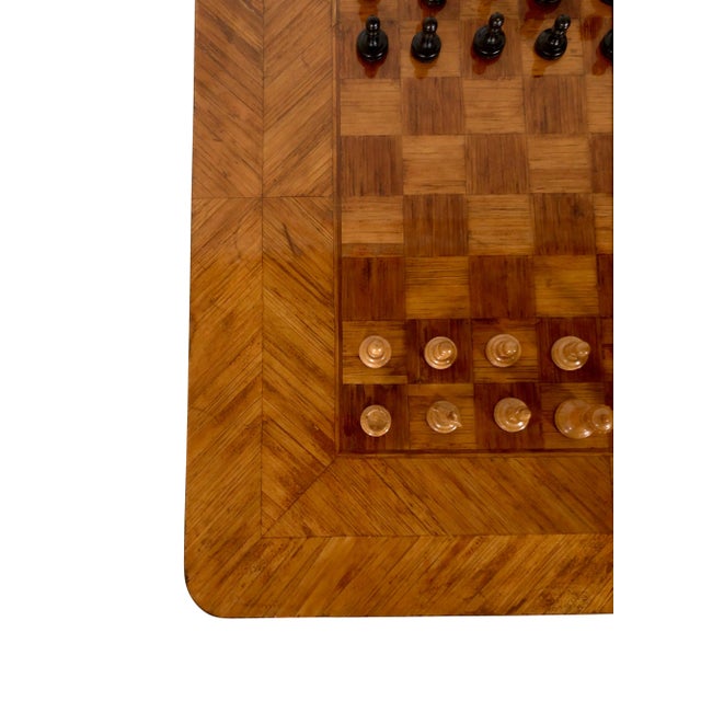 Textile Vintage Marquetry Game Table, 1920s For Sale - Image 7 of 10