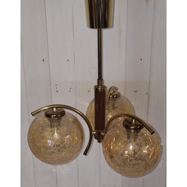 Vintage German Hanging Lamp with Brass Frame, 1980s For Sale - Image 4 of 7