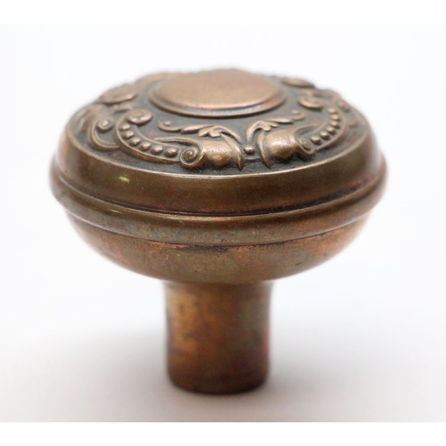 Pair of Antique Brass Flemish Corbin Door Knobs For Sale - Image 4 of 5