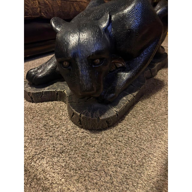 Wood Black Panther Table With Beveled Glass Top, C. 1993 For Sale - Image 7 of 12