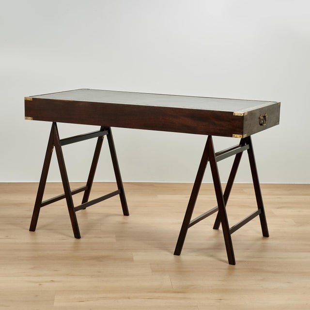 Antique British Colonial Campaign Sawhorse Desk For Sale - Image 14 of 14