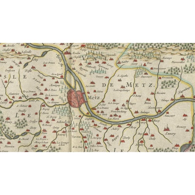 Antique Metz, Lorraine & Verdun Blaeu Atlas Map, France, 1642 For Sale - Image 10 of 11