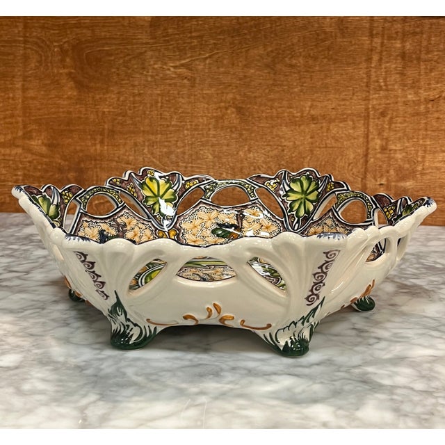 Coimbra Ceramic - Hand Painted Portuguese Fruit Basket 5 For Sale - Image 10 of 12