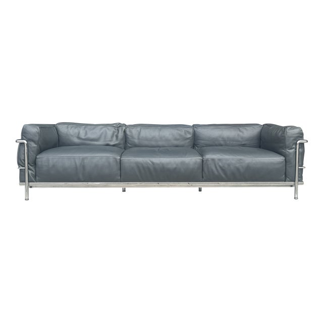 LC3 Down Cushions Y Leather 3-Seater Sofa by Le Corbusier for Cassina, 1990s For Sale