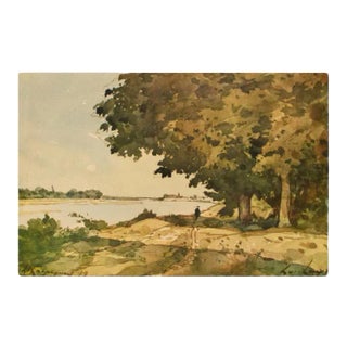 After H. J. Harpignies "On the Shore", First Edition Cottage Style Vintage Print For Sale