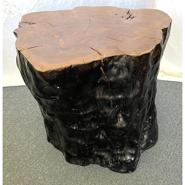 Brown 20th Century Solid Wood Stump Stool With Polished Finish For Sale - Image 8 of 13