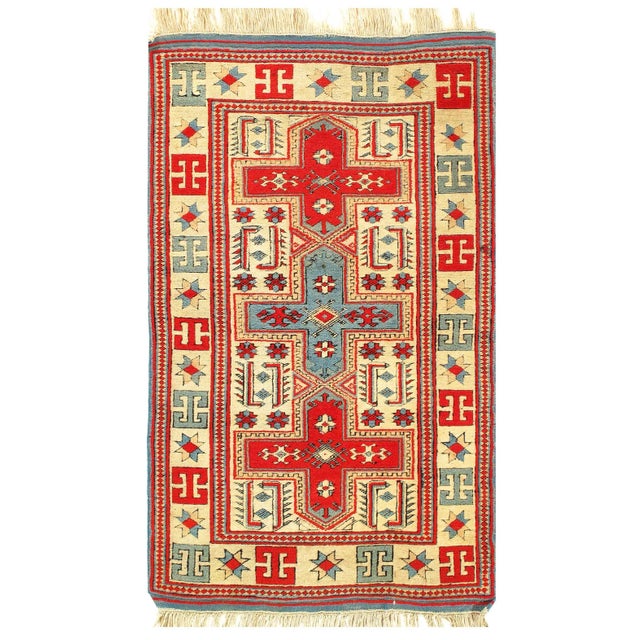 Multi Color Fine Hand Knotted Vintage Turkish Rug 2'6'' X 4'2'' For Sale - Image 4 of 4