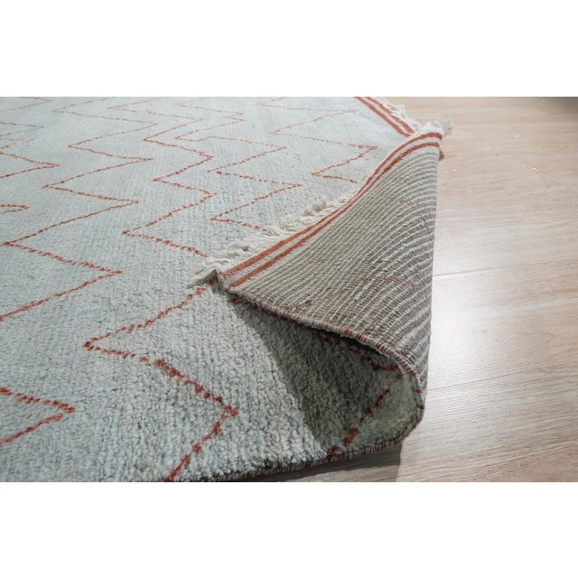 2020s 4x8 Isla Moroccan Blue Geometric Modern Hand Knotted Wool Carpet Runner Rug For Sale - Image 5 of 9