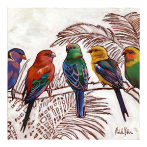 Life in Color - Abstract Colorful Vibrant Birds Oil Painting on Canvas Original Artwork by Michelle Fillmore