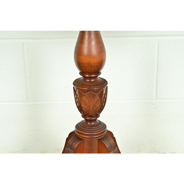 Brown Imperial Furniture Georgian Mahogany Pedestal Floral Painted Side Table or Tea Table, Circa 1940s For Sale - Image 8 of 12