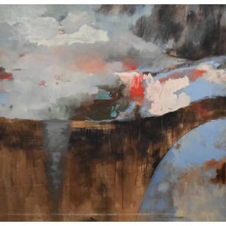 Large Vintage American School Abstract Expressionist Neutral Tone Oil Painting For Sale