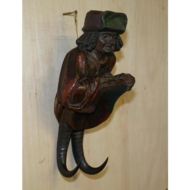 Antique Black Forest Hand-Carved and Painted Whip Hook, 1880 For Sale - Image 13 of 15