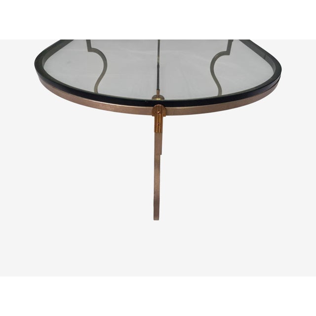 Brass Tommi Parzinger, Unique Coffee Table, Brushed Steel, Glass, Usa, 1950s For Sale - Image 8 of 12