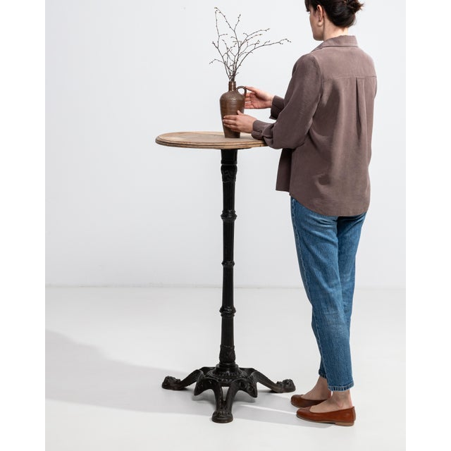 Mid 20th Century Mid 20th Century Cast Iron Bistro Table With Oak Top For Sale - Image 5 of 8