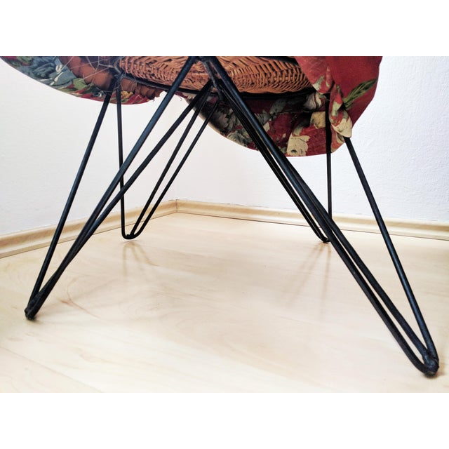 Rattan & Iron Skirted Chair with Hairpin Legs, 1960s For Sale - Image 10 of 12