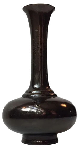 Japanese Bronze Gourd Vase with Mixed Metal Inlays, 1940s
