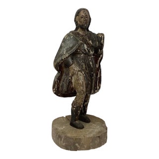 18th C Hand-Carved Wood Figurine of a Soldier For Sale