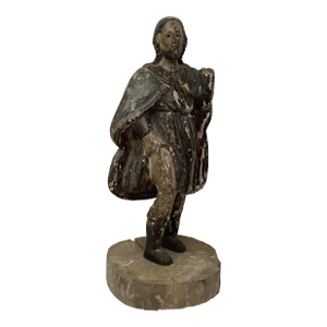 18th C Hand-Carved Wood Figurine of a Soldier