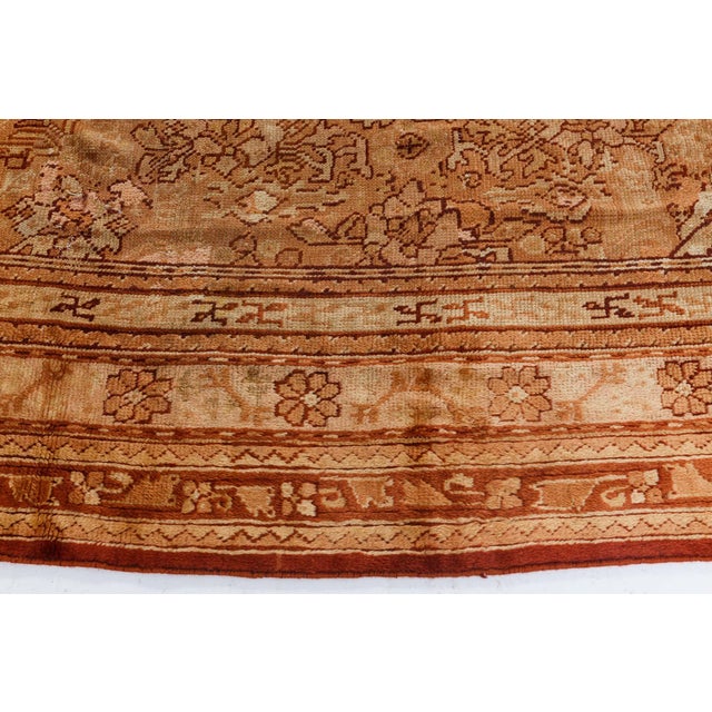 Terra Cotta Antique Turkish Oushak Rug For Sale - Image 8 of 9