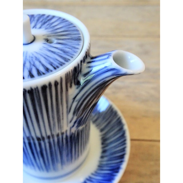 Japanese Blue and White Soy Sauce Pot With Saucer Chairish