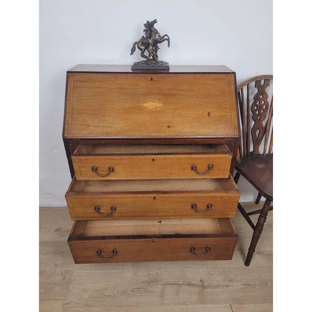 Edwardian Inlaid Writing Bureau, 1910s For Sale - Image 3 of 18