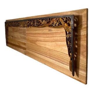 Monumental Chinoiserie Wall Art – Antique Chinese Giltwood Openwork Bed Fascia For Sale