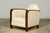 Pair of 1930s French Art Deco Oak Lounge Chairs in Blue Striped Fabric For Sale - Image 13 of 17