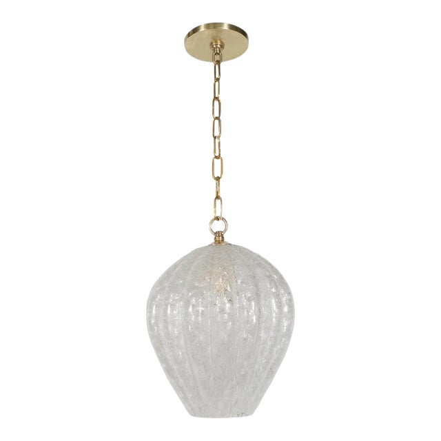 Vintage 1950s Murano Glass Bulb Form Pendant Fixture For Sale