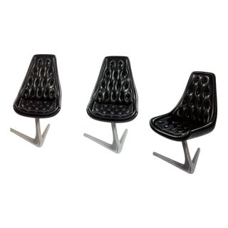 Leather and Steel Swivel Chairs from Chromcraft, 1966, Set of 3 For Sale