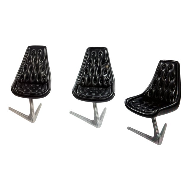 Leather and Steel Swivel Chairs from Chromcraft, 1966, Set of 3 For Sale