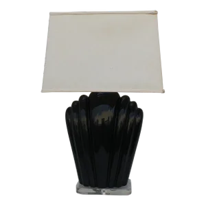 1980's MCM Black Table Lamp on Lucite Base