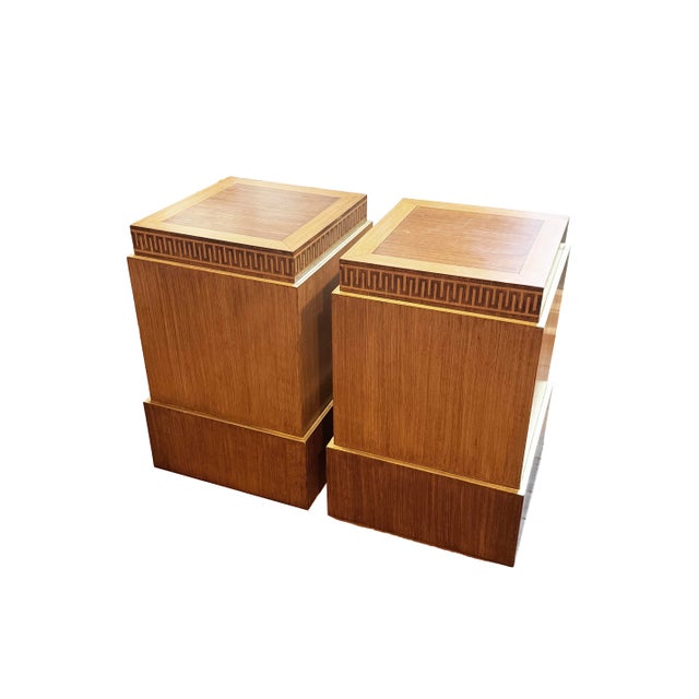 Mid 20th Century Neoclassical Art-Deco Style Pair of Pedestals Stands With Greek Key Motif For Sale - Image 5 of 11