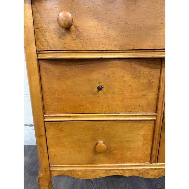Antique Victorian or Edwardian Birdseye Maple Washstand Cabinet Commode Dry Sink For Sale - Image 11 of 12