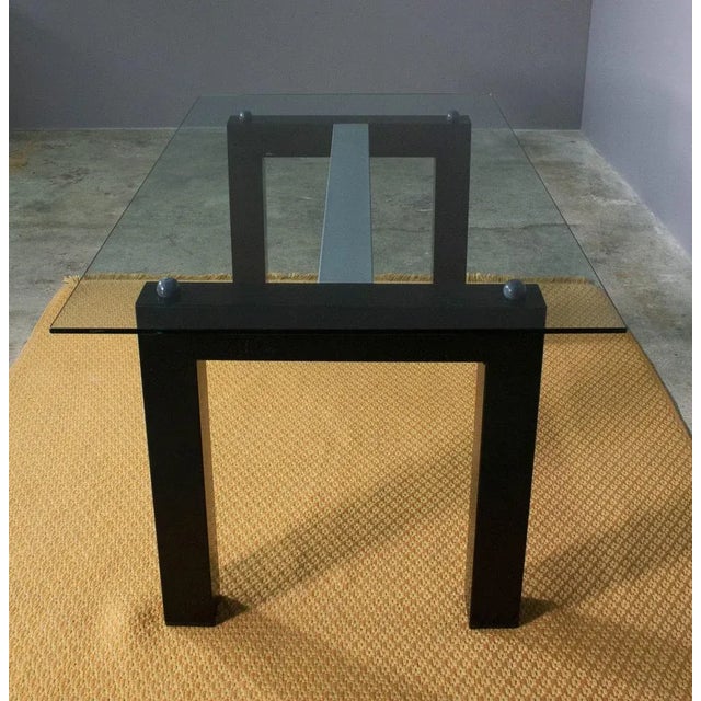 Table with Rectangular Tempered Glass Top, Italy, 1970s For Sale - Image 6 of 9