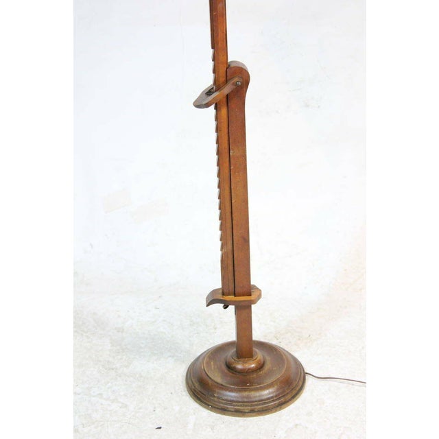 Brown 1940s Frances Elkins Prototype Mahogany, Adjustable Ratchet Floor Lamp For Sale - Image 8 of 10