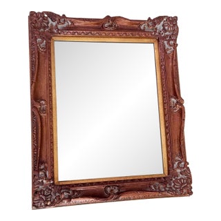 Vintage Carved Wood Mirror, Rococo-Style, Hand-Finished Gilt Frame, Beveled Glass For Sale