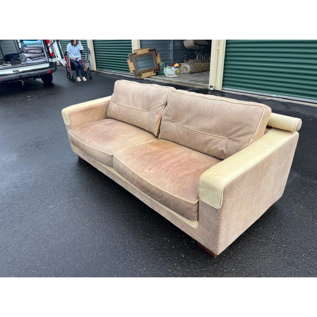 Vintage Two-Tone Leather Sofa For Sale In Philadelphia - Image 6 of 12