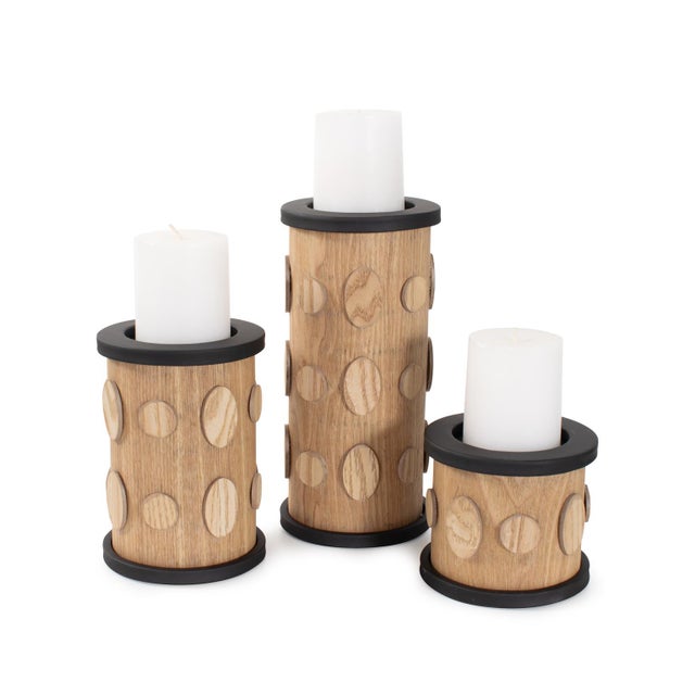 Brown Robin Baron Winfield Wooden Candle Holder- Small For Sale - Image 8 of 11