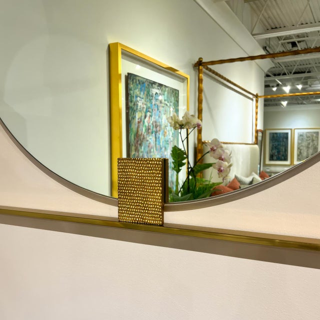 Mid-Century Modern Art Deco Style Square Brass Mirror For Sale - Image 3 of 5