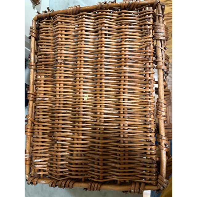 Vintage Hand-Woven Rattan Basket Tray - Use as a Bar Tray for Bottles. See My Photos! For Palm Beach Regency, British Colonial & Bar Cart Decor For Sale - Image 4 of 8