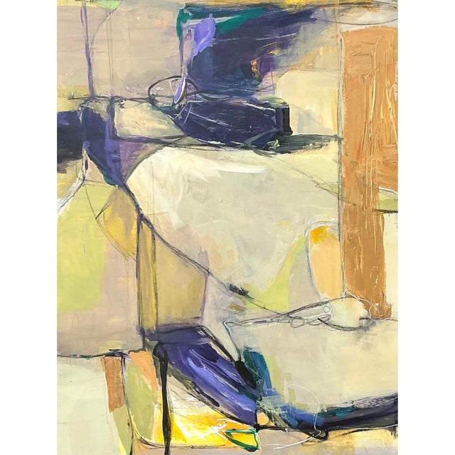 Mid-Century Modern Vintage Abstract Expressionist Oil Painting on Canvas For Sale - Image 3 of 12