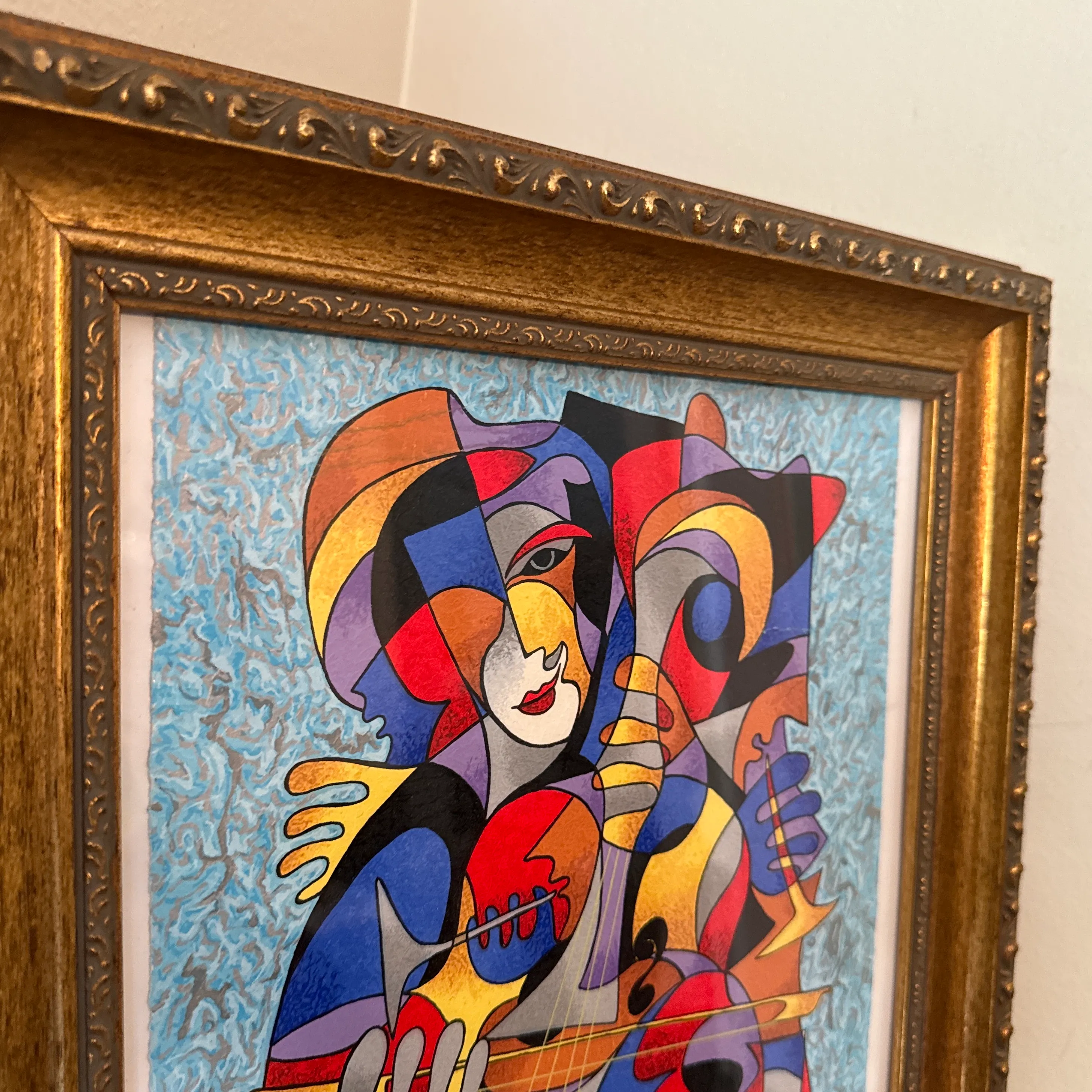1970s Vintage Abstract Serigraph Music Painting Signed Anatole