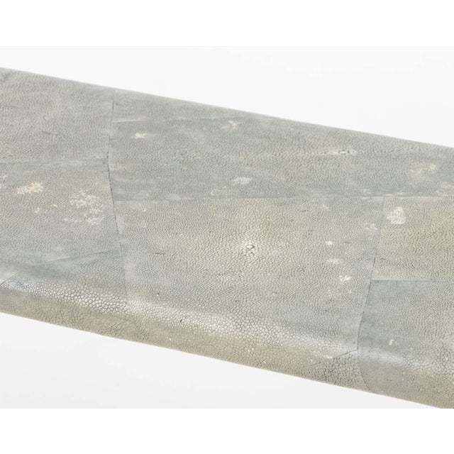 Maitland Smith Gray Shagreen Waterfall Console Table, with tessellated pattern. 27.25" H x 59" W x 12" D. Provenance: From...