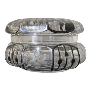 Jewelry Box With Silver Overlay by Heisey, Early 20th Century For Sale
